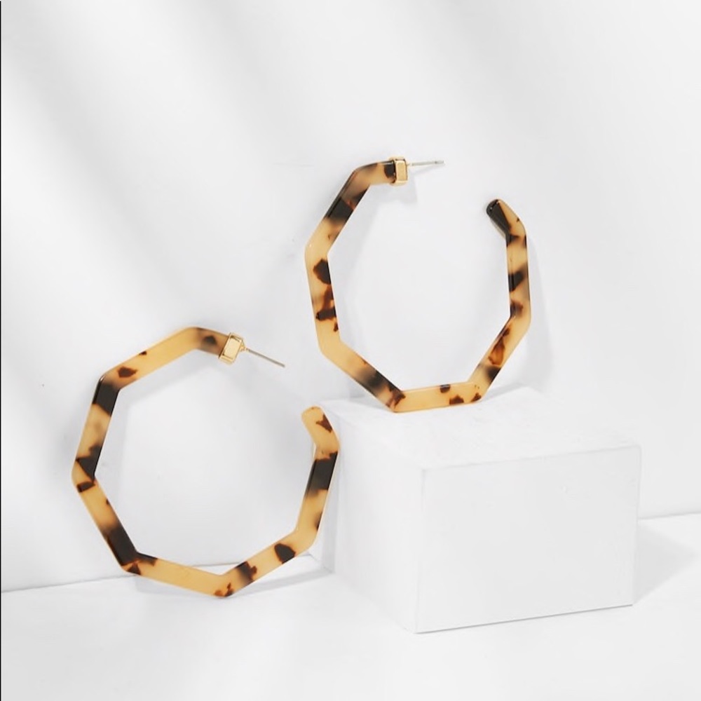 Tortoise Shell Geometric Hoops